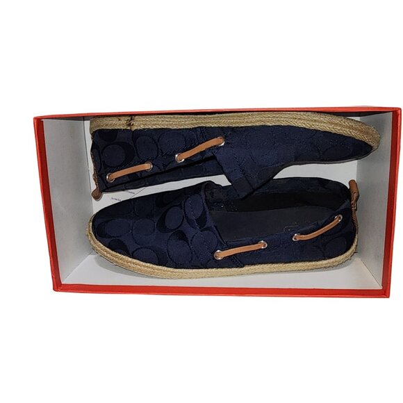 Coach Navy Blue Monogram Canvas Espadrille Loafers Womens Size 7M - Picture 6 of 7